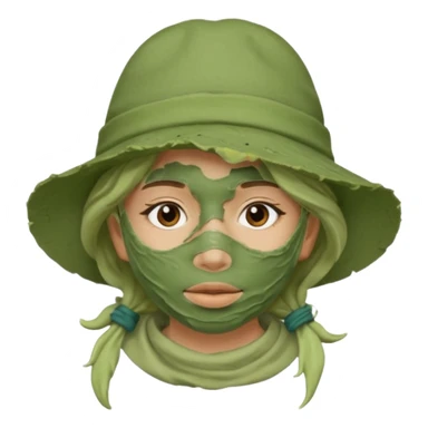messy green clay mask and tousit hat sticker