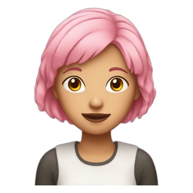 girl with pink hair smelling loaf of bread sticker