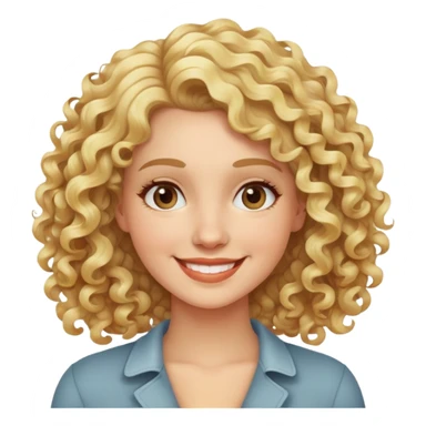 nữ 30 tuổi, tóc xoăn màu vàng, da trắng, cười mỉm sticker