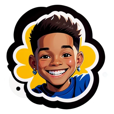 smiling boy with earrings indoors sticker