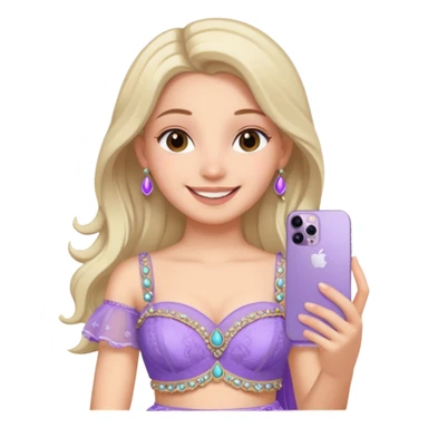 Make a girl standing in mirror in lavender lengha holding a iphone 16 pro max sticker