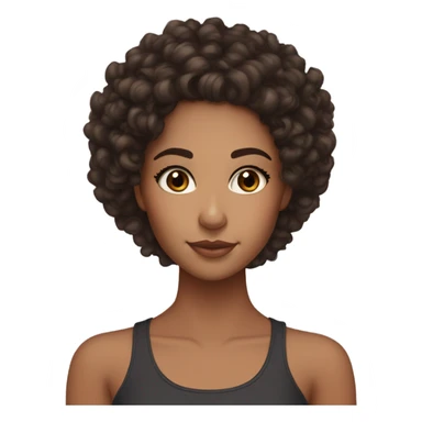 a mixed girl with dark brown curly hair and dark brown eyes with blush, bronzer, and lashes  sticker