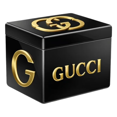 black box with the words “GUCCI” inside  sticker