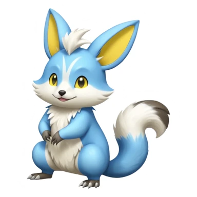 Shiny smooth silky soft Minccino-Zeraora-Emolga-Vernid-Sergal-Fakémon-Chinchilla-fusion-hybrid-animal-creature, full body sticker