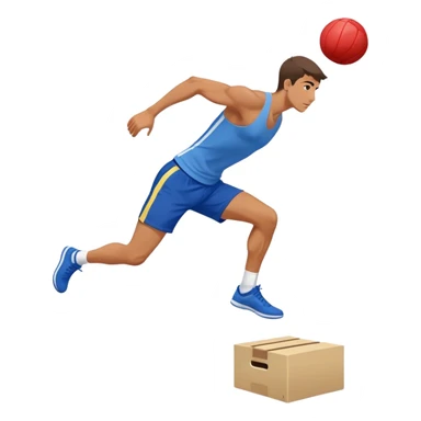 man in blue shorts box-jump exercise side-view sticker