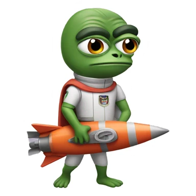 pepe with rocket  sticker