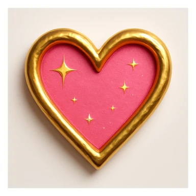 Add a gold outline to the large pink hand drawn heart with sparkles, keep the white clean background. sticker