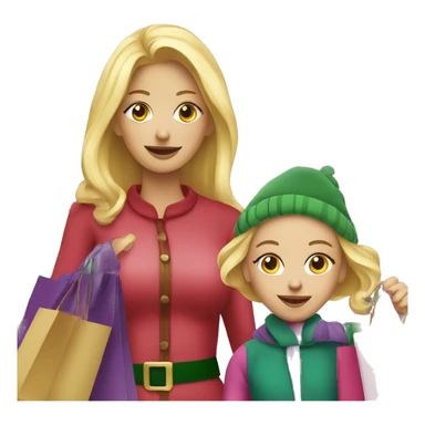 Blond Mom and daughter Christmas shopping sticker