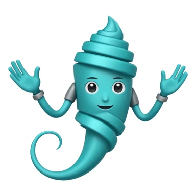 Swirling tornado coming out of the water mark the colur teal with arms and legs coming out the side sticker