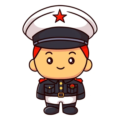 Tomato wearing Napoleon Bonaparte's bicorne hat and military officer uniform sticker