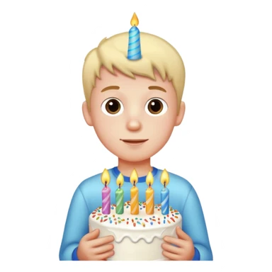 boy with birthday cake sticker