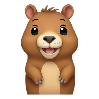 Cute capibara waving its hand with a smile sticker