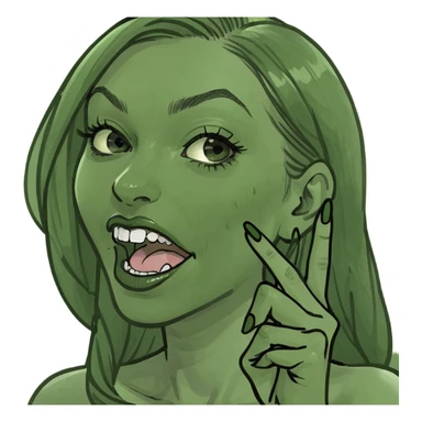 girl flirty biting pointer finger long nail  sticker