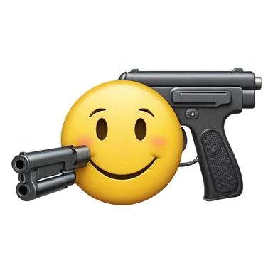A smily face with a gun sticker