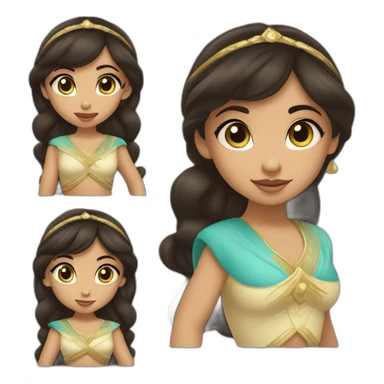 caucasian toddler with dark brown mid length hair with bangs dressed as princess jasmine of alladin sticker