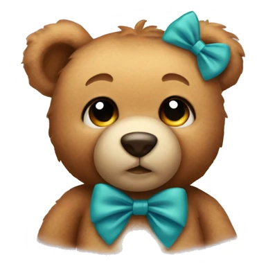 Teddy bear with bow on ear sticker