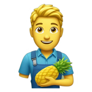 supermarket employee with pineapple in hand sticker