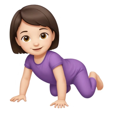 short brunette hair baby crawling on the floor with cute clothes sticker
