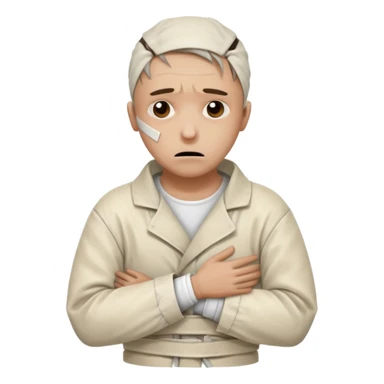 a patient in a psychiatric hospital, in a straitjacket sticker