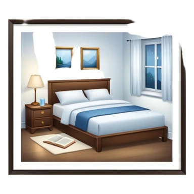 A dimly lit white bedroom. The bed is neatly made, and a glass of water sits beside a book on a cozy nightstand. Soft lighting signals a peaceful wind-down, representing the calm and control that comes from reclaiming your evenings. sticker