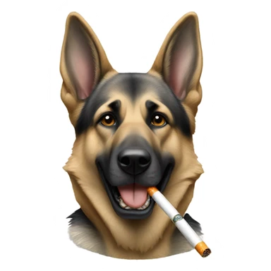 Silver German shepherd smoking a cigarette  sticker
