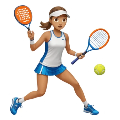 woman playing padel, energetic pose, clear padel racket, sporty outfit sticker