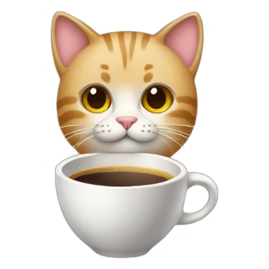 cat with big cup a coffee sticker