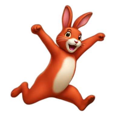 red rabbit jumping sticker