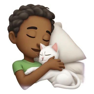 Boy napping with kitten sticker