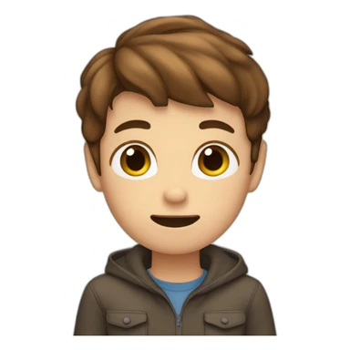 A boy with Brown hair saying “STOP” with his hands  sticker