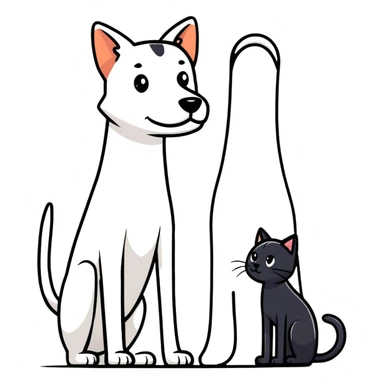 Tall dog small cat looking at each other sticker