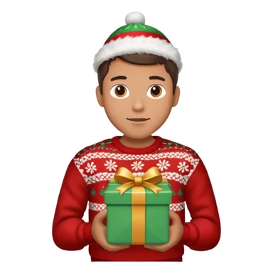 male Person holding a gift very hard sticker