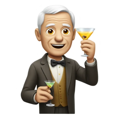 Old man holding a martini  sticker