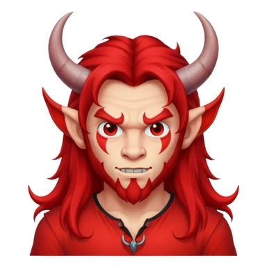 a long-haired devil with shirt sticker