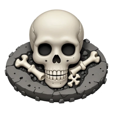 a pile of ashes with a skeletal smile sticker