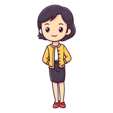 Poised British girl with fashionable outfit, graceful posture and subtle smile sticker
