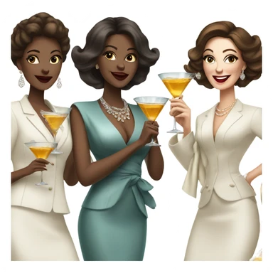 rich white women friends sipping martinis brunettes sticker