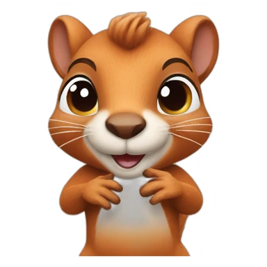 squirrel with a bright manicure on his claws sticker