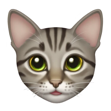 Tabby cat grey brown green eyes happy sticker