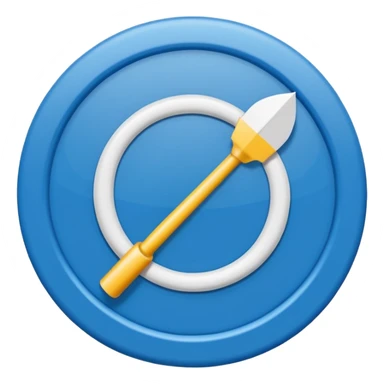 Circulo azul con una flechita adentro de color blanco sticker