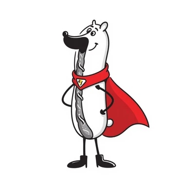 hot dog wearing a red cape sticker