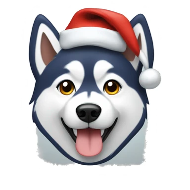 A husky dog wearing a Santa hat sticker