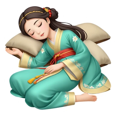 Beautiful girl in Hanfu lying on the ground sleeping sticker