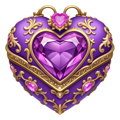 purple pink gemstone Rococo heart box sticker