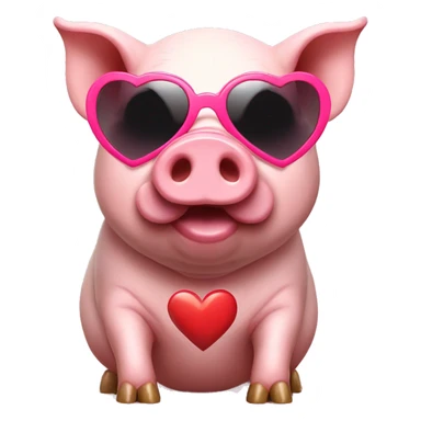 pig with heart sunglasses sticker