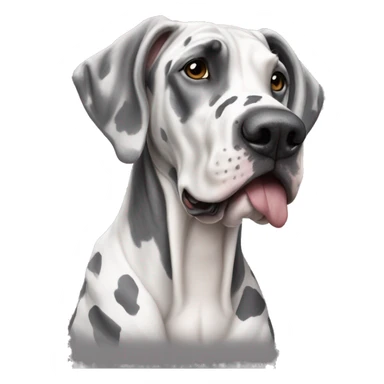 Gray and white harlequin Great Dane sitting sticker