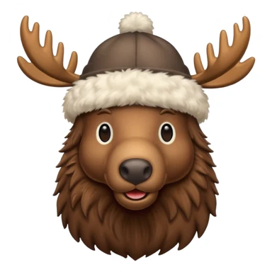 moose with a fur cap sticker