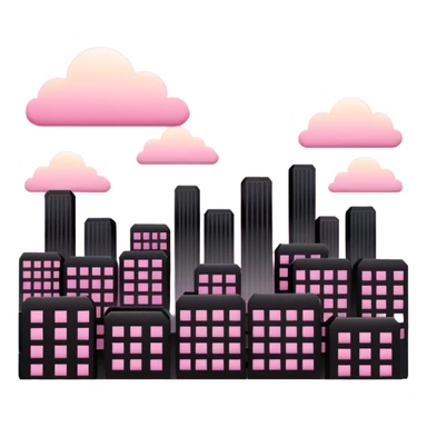 pink sky with black buildings sticker