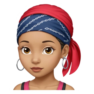 black girl with bandanna on head thats a bit skinny and short ponytail at back sticker
