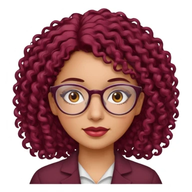 hispanic women with brown eyes and clear glasses and burgundy curly hair sticker